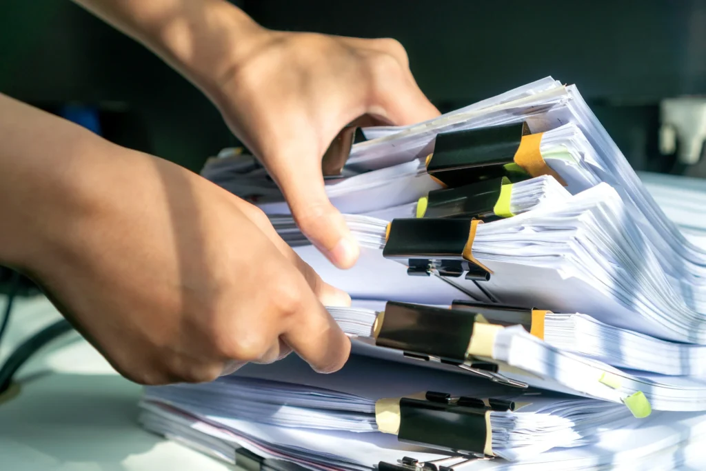 A pile of paperwork.